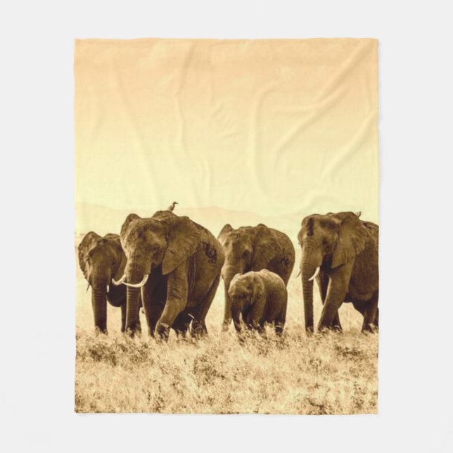 Elephants promenader Fleece Blanket (Framsidan)