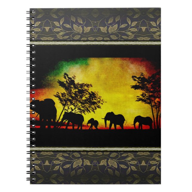 Elephants Sunset Anteckningsbok (Framsidan)
