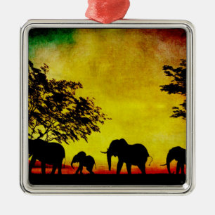 Elephants Sunset Julgransprydnad Metall