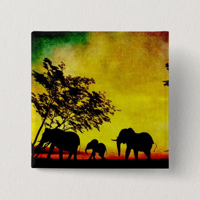 Elephants Sunset Knapp (Framsida)