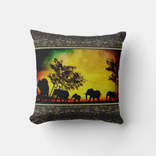 Elephants Sunset Kudde