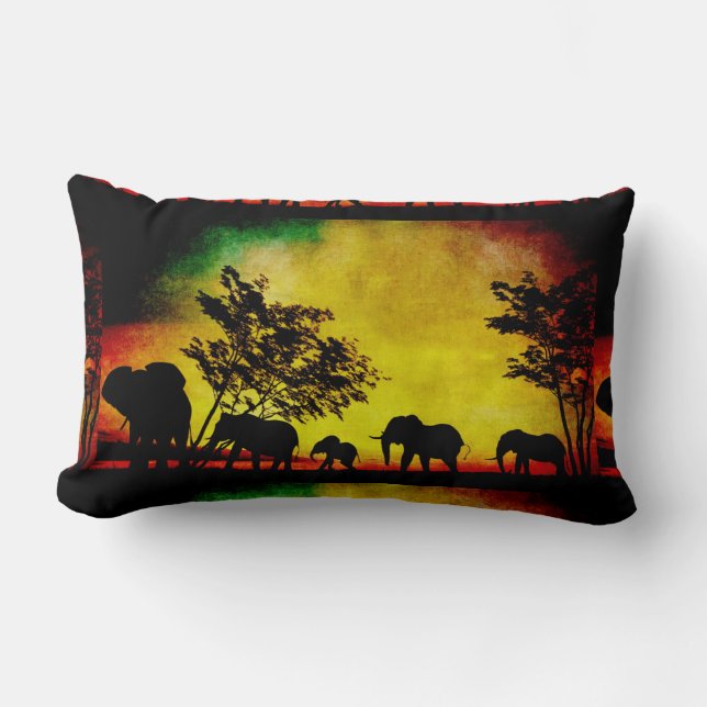 Elephants Sunset Lumbarkudde (Framsida)