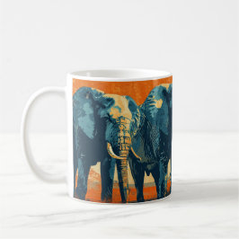 Elephants sunset vintage kaffemugg