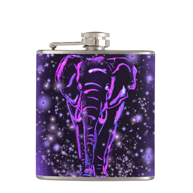 Elephants Walking at Starry Night Flask Gift Fickplunta (Framsidan)