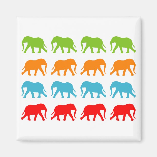 Elephants Walking Mönster Magnet (Framsidan)