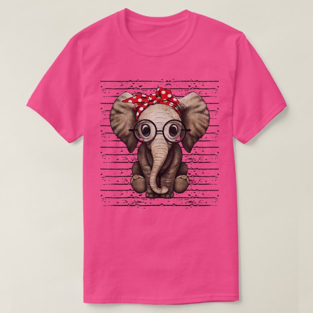 Elephants with bandana headband and glasses  t shirt (Design framsida)