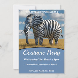 Elephants Zebra Disguise Costume Party Inbjudningar