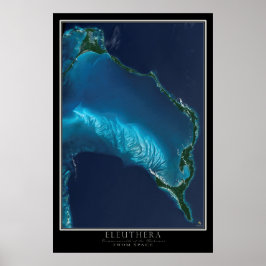 Eleuthera Bahamas från Space Satellite Karta Poster