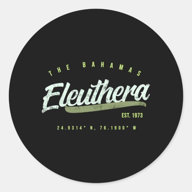 Eleuthera Bahamas Runt Klistermärke (Framsida)