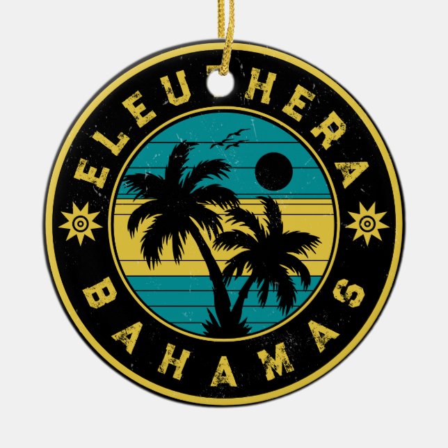 Eleuthera Island Bahamas Handflatan Träd Souvenirs Julgransprydnad Keramik (Framsidan)