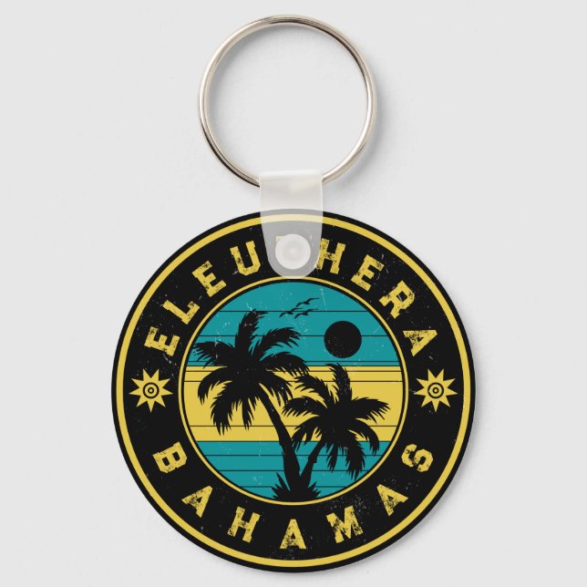 Eleuthera Island Bahamas Handflatan Träd Souvenirs Nyckelring (Framsida)