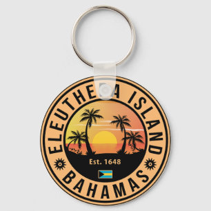 Eleuthera Island Bahamas Retro Sunset Souvenirs Nyckelring