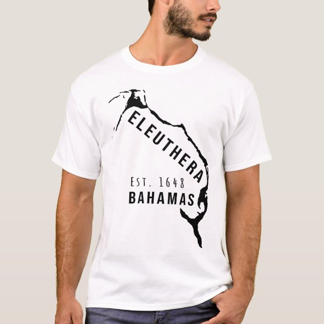 Eleuthera Karta ön Bahamas Minimalist Souvenirs T Shirt (Framsida)