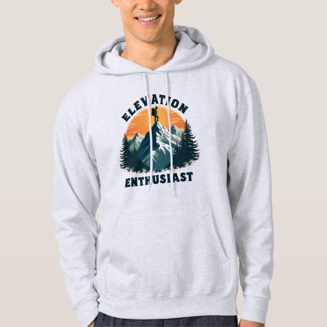 Elevation Enthusiast Mountain Hiking Climber Hoodie (Framsida)