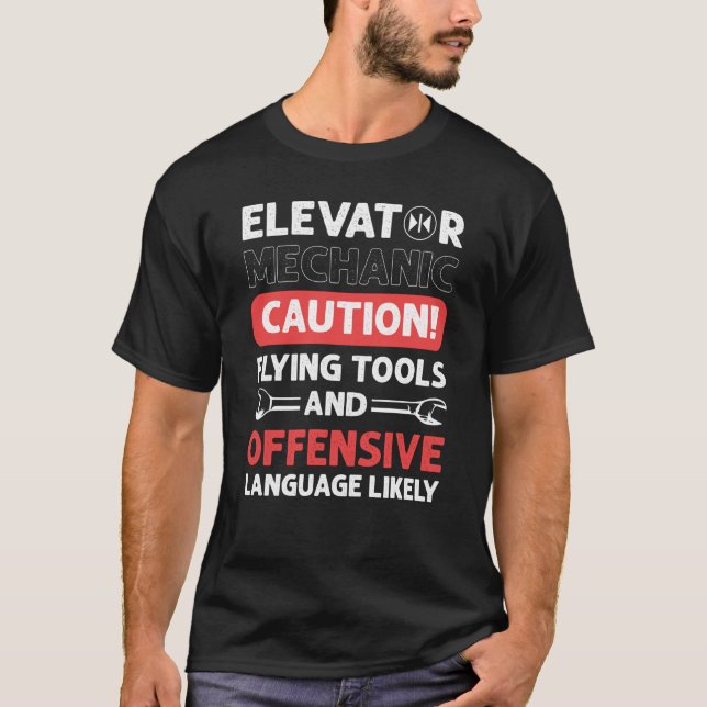 Elevator Assembler Elevator Mekaniska höjare T Shirt (Framsida)