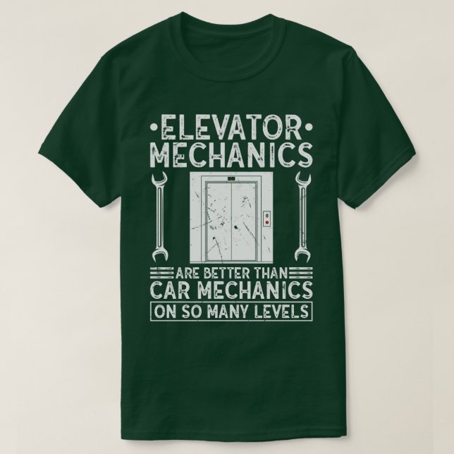 Elevator Button Funny Elevator Mechanic T Shirt (Design framsida)