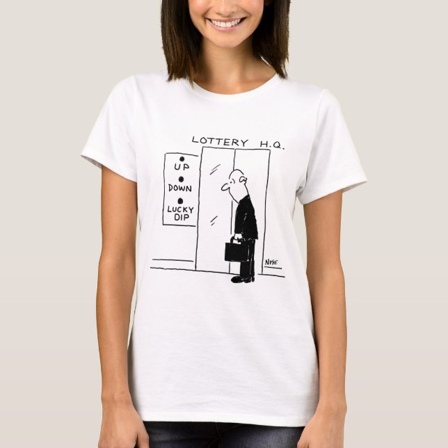 Elevator eller Hiss i en Tecknad med Lottery Headq T Shirt (Framsida)