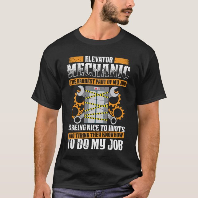 Elevator Mechanic Elevator Technician Repairmen Mo T Shirt (Framsida)
