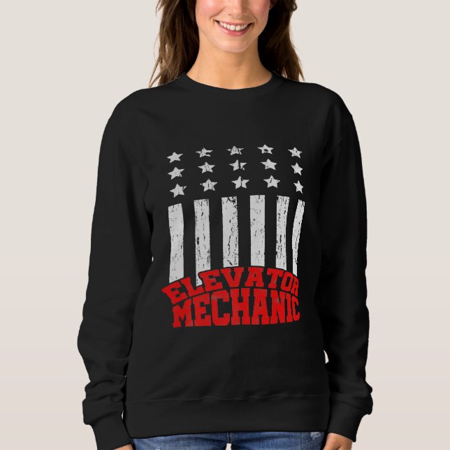 Elevator Mechanic Maintenance Life Us Flagga Techn T Shirt (Framsida)