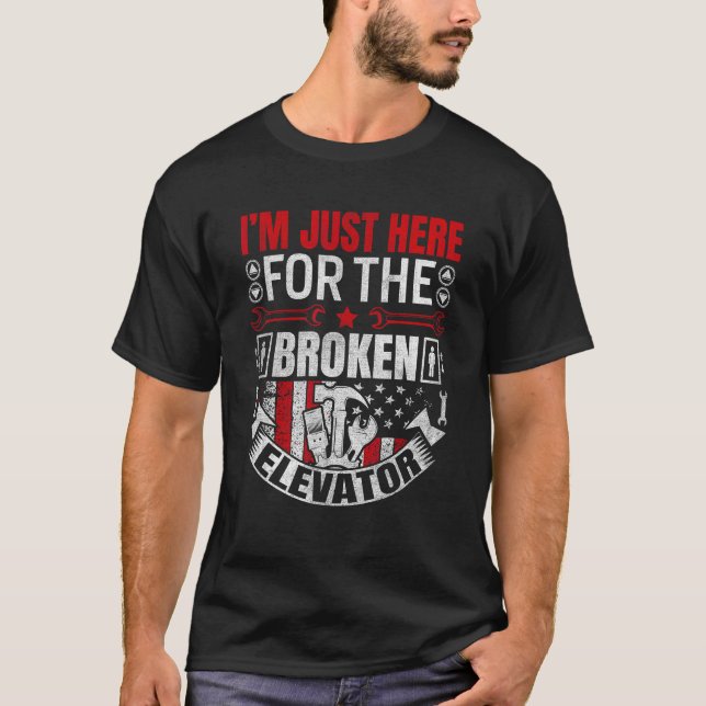 Elevator Mechanic Maintenance Rate Technician T Shirt (Framsida)