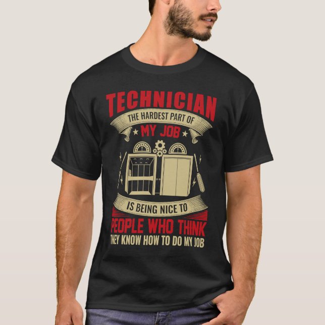 Elevator Tech Electrician for Electriker Worker T Shirt (Framsida)