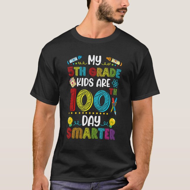 Elevbarn i 5:e klass 100 dagar smartare av skollär t shirt (Framsida)