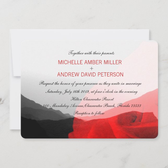 Elevbestående Kärlek/bergsområde Röd ros Bröllop Inbjudningar (Framsida)
