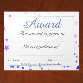 Elevement Award Peel-Off Lakan från en Anteckningsblock
