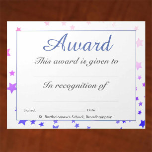 Elevement Award Peel-Off Lakan från en Anteckningsblock
