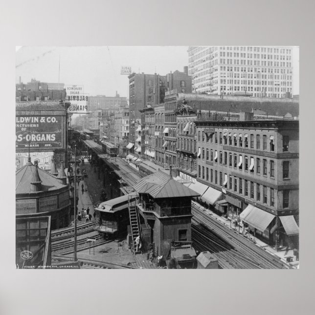 Eleverad Wabash Avenue Chicago Illinois Poster (Framsidan)