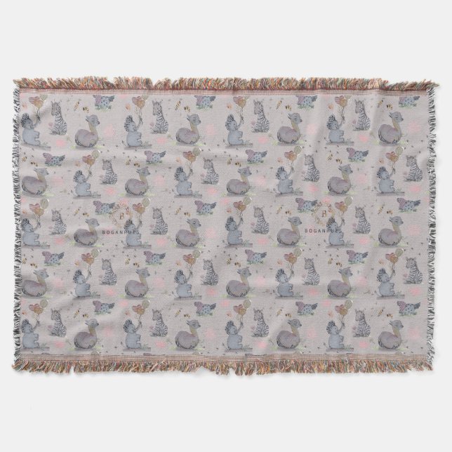 "Eleze Elephant & Polka Hen" Boganhues Blanket Filt (Framsidan)