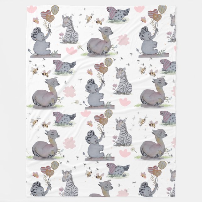 "Eleze Elephant & Polka Hen" Boganhues Blanket Fleecefilt (Framsidan)