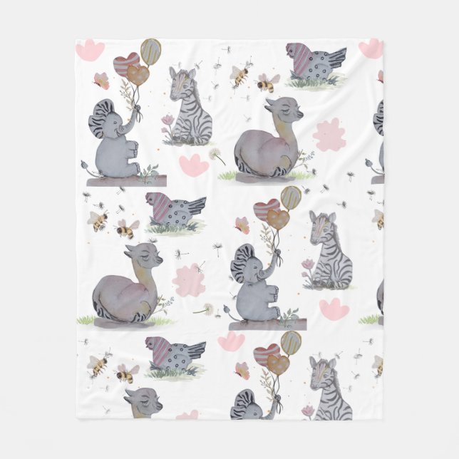 "Eleze Elephant & Polka Hen" Boganhues Blanket Fleecefilt (Framsidan)