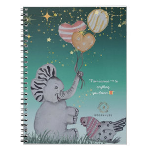 "Eleze Elephant & Polka Hen" Dreamy Notebook-hölje Anteckningsbok