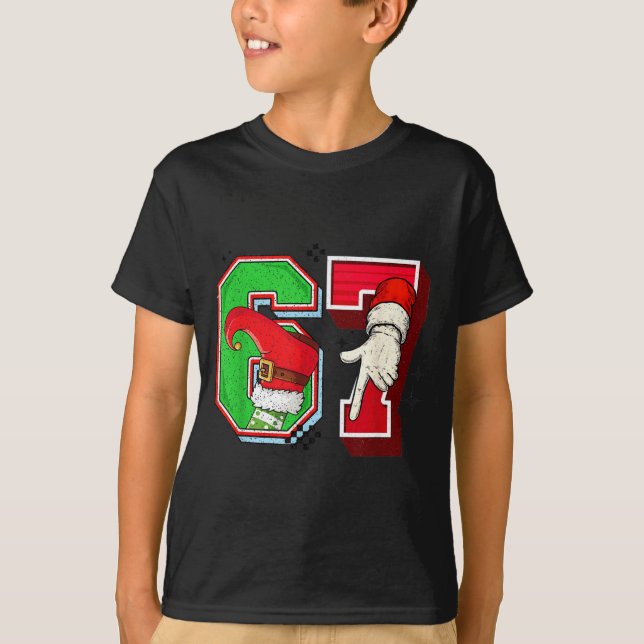 Elf 6 7 Christmas Santa Trendy Meme Six Seven Twee T Shirt (Framsida)