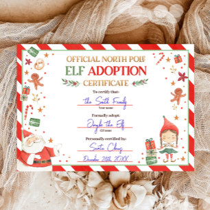 Elf-adoptionsintyg Anta en Elf-jul Inbjudningar
