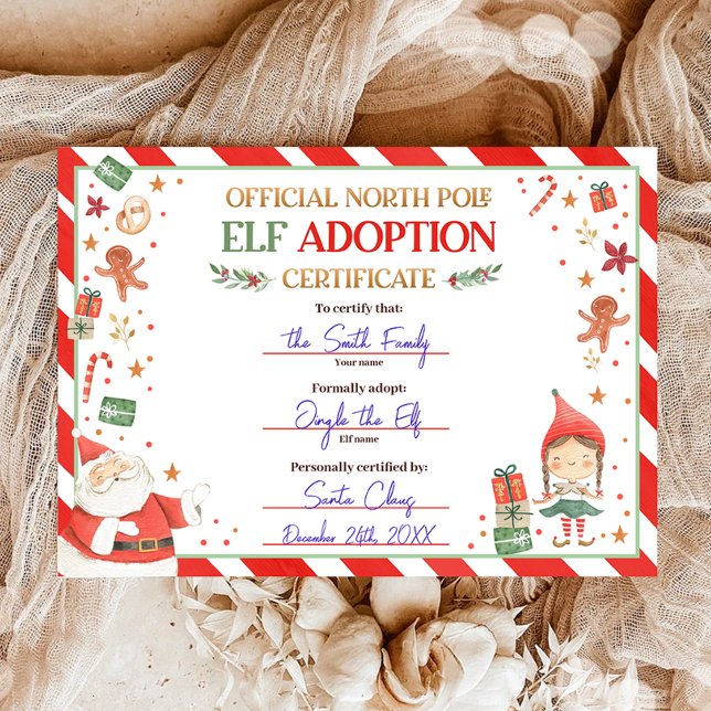 Elf-adoptionsintyg Anta en Elf-jul Inbjudningar (Skapare uppladdad)