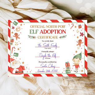 Elf-adoptionsintyg Anta en Elf-jul Inbjudningar