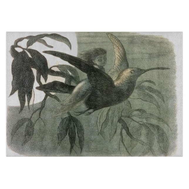 Elf-Älvor Elves Måne Nattscen Bird Flyg (Framsidan)