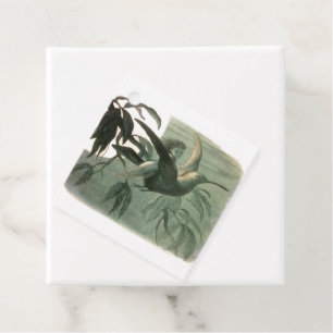 Elf-Älvor Elves Måne Nattscen Bird Flyg Gåvor Etiketter