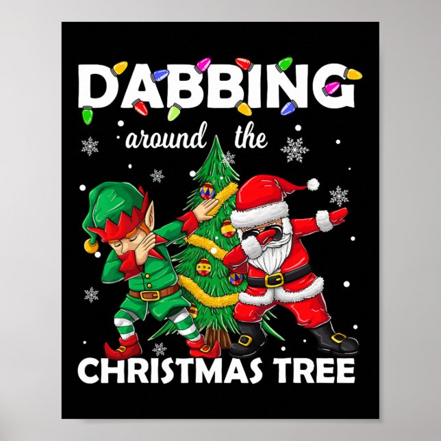 Elf&amp; Dabbing Santa Kids Boys Manar Claus Dab X Poster (Framsidan)