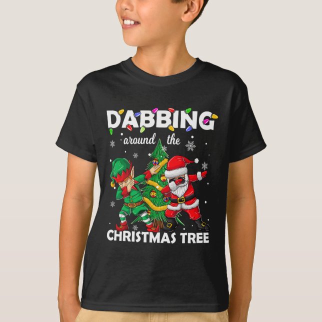 Elf&amp; Dabbing Santa Kids Boys Manar Claus Dab X T Shirt (Framsida)