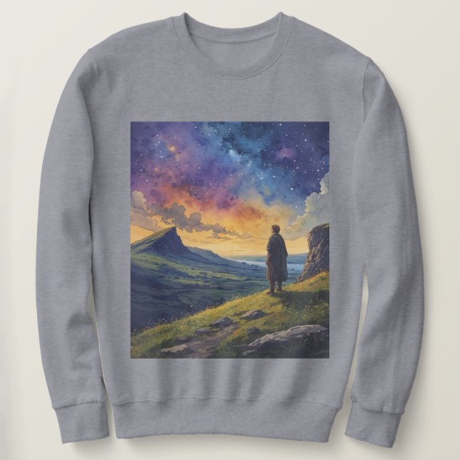 Elf Ancient Ireland Under the Night Sky Sweatshirt (Design framsida)