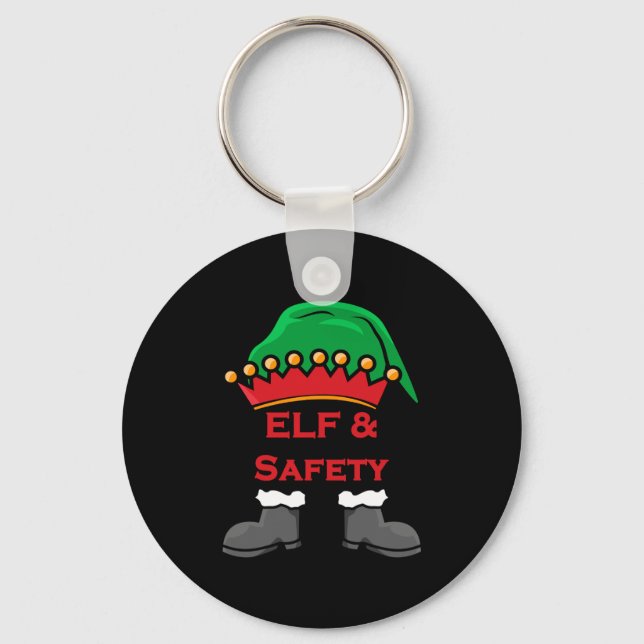 Elf And Safety, Funny Health &amp; Safety Elf Long Nyckelring (Framsida)