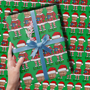 Elf Anpassningsbar Ansikte-foto Elf jul Funny Trum Presentpapper