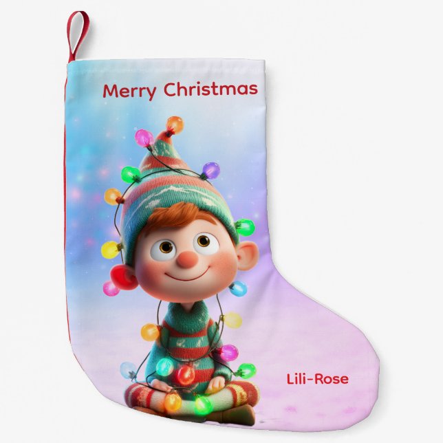Elf Arrival Christmas Stocking | North Pole Magic Liten Julstrumpa (Framsidan)