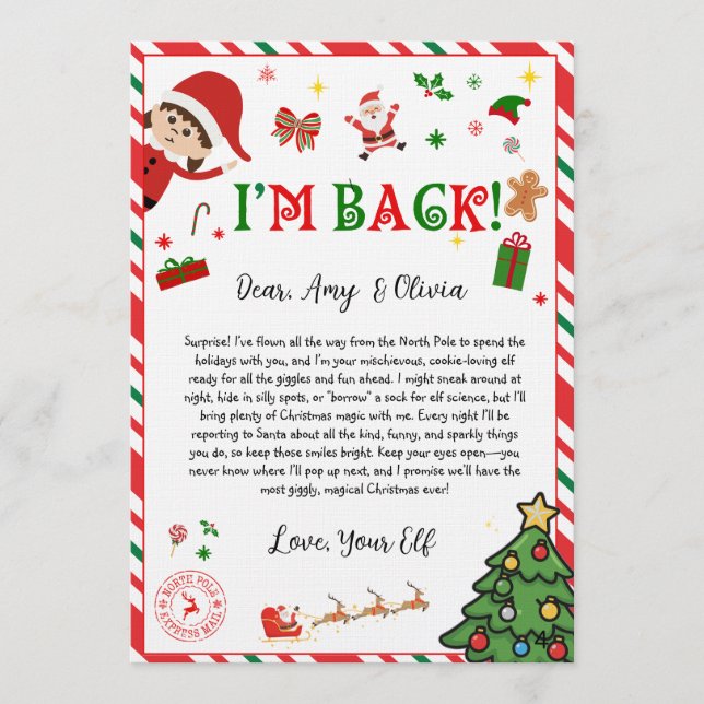 elf arrival letter - elf welcome letter  inbjudningar (Framsida)