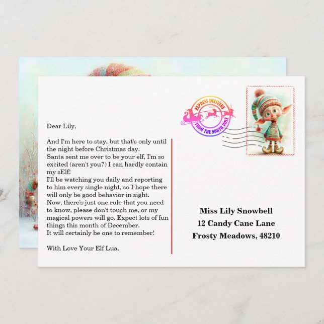 Elf Arrival Letter | North Pole Welcome Message Inbjudningar (Fram/baksida)