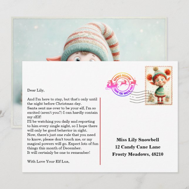 Elf Arrival Letter | North Pole Welcome Message Inbjudningar (Fram/baksida)
