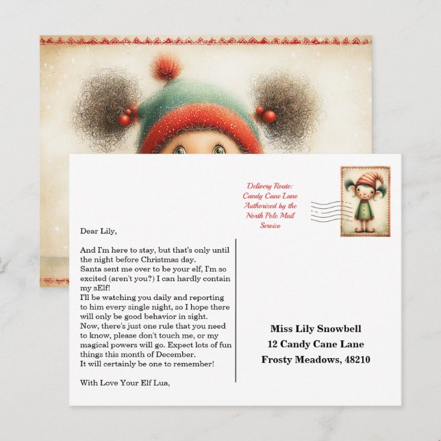 Elf Arrival Letter | North Pole Welcome Message Vykort (Fram/baksida)
